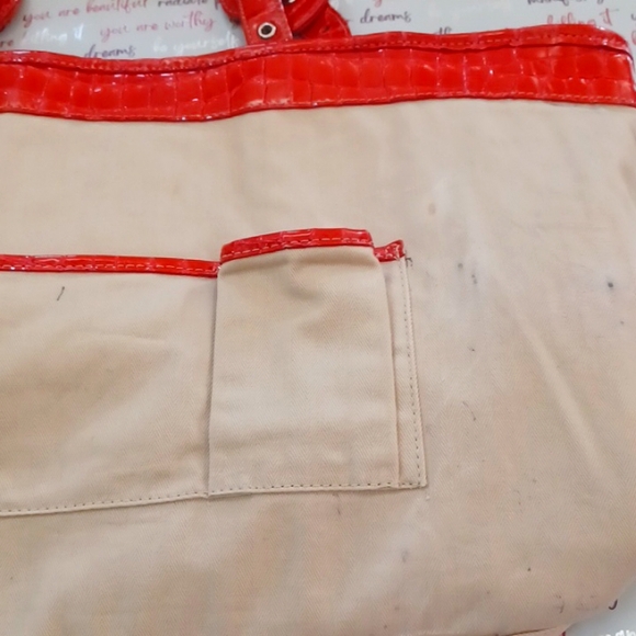 MCM Red Patent Crocodile Pattern Bag GUC - Picture 7 of 12